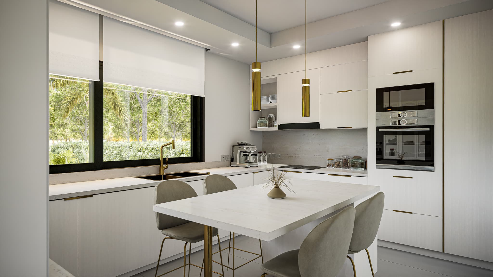 Bella Colina — Cocina blanca con mesa