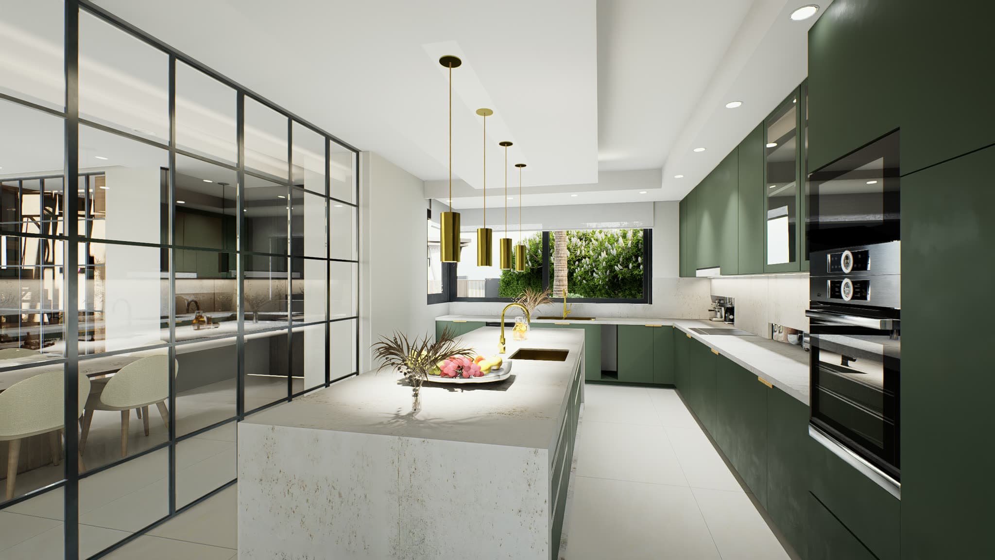Bella Colina — La cocina vista desde el comedor